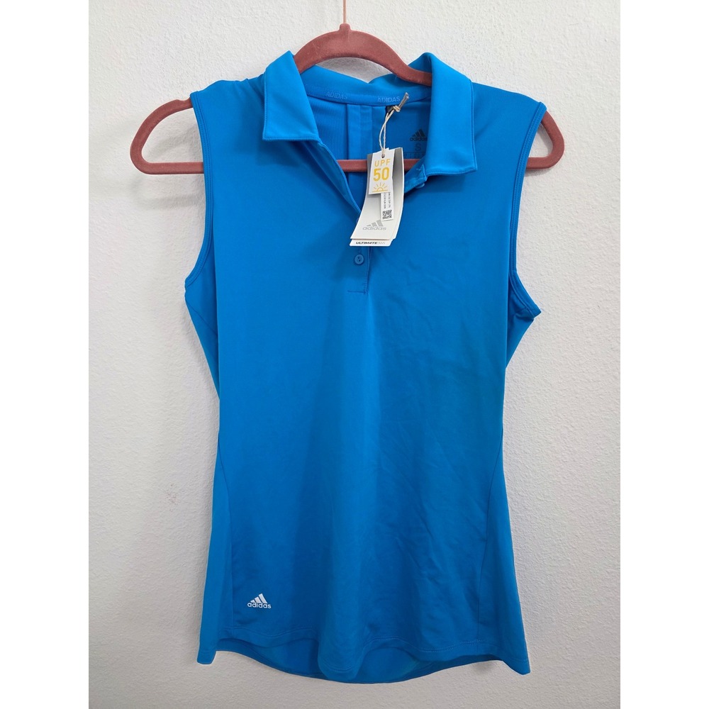 Adidas Women Ultimate365 Sleeveless Golf Polo Shirt Blue UPF 5 Small STAINED